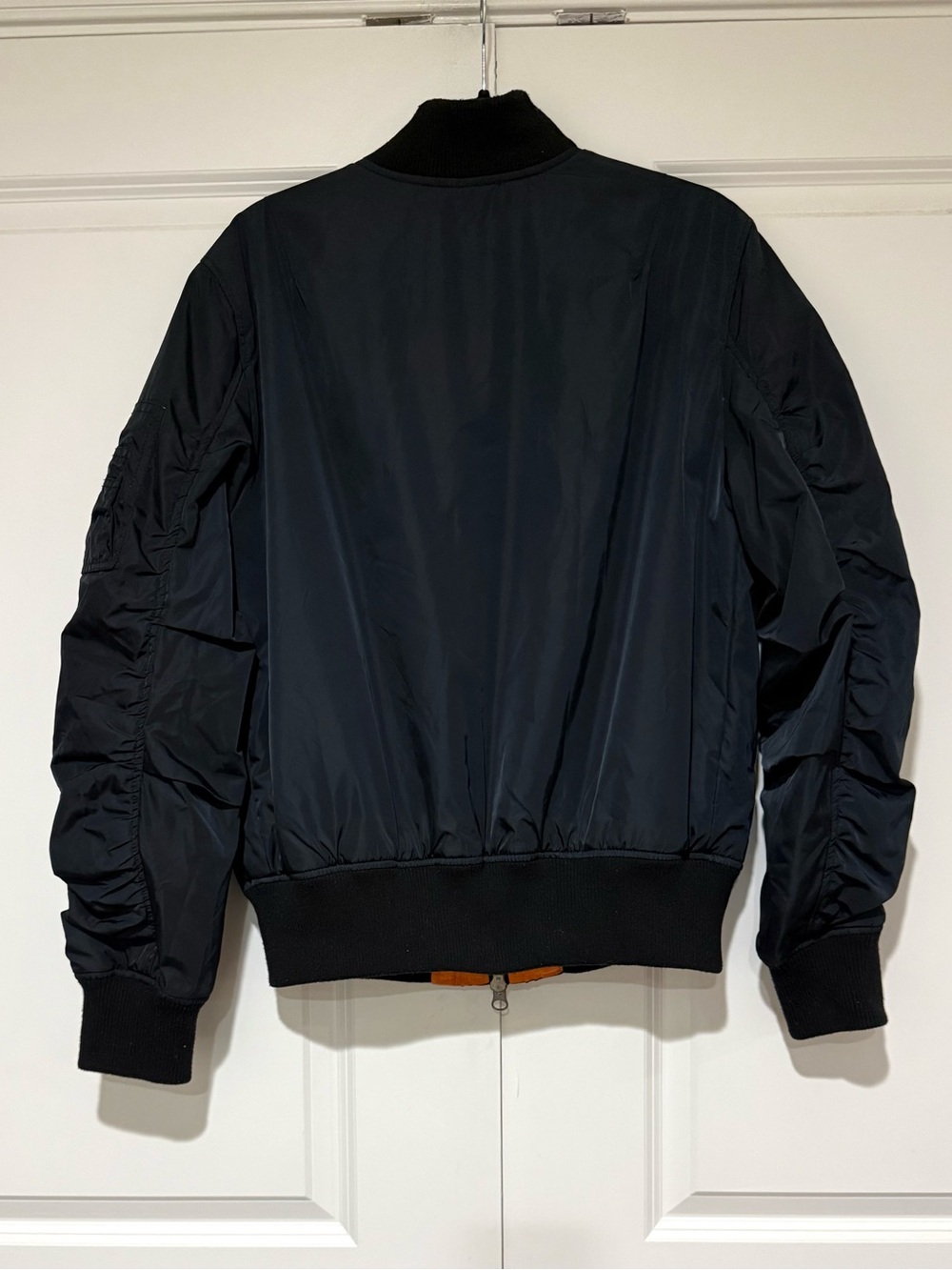 PacSun Men's Black Nylon Bomber Jacket with Orange Lining - Picture 5 of 5